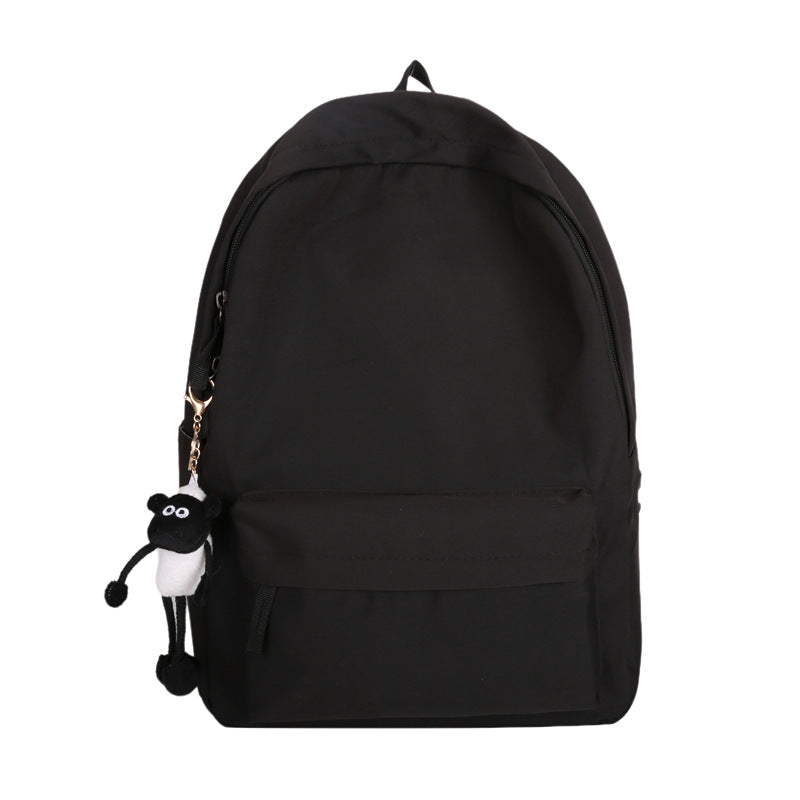 Backpack Men's Simple Large Capacity Travel Backpack Women's Casual Solid Color Japanese Junior High School Student Elementary School Bag Men's