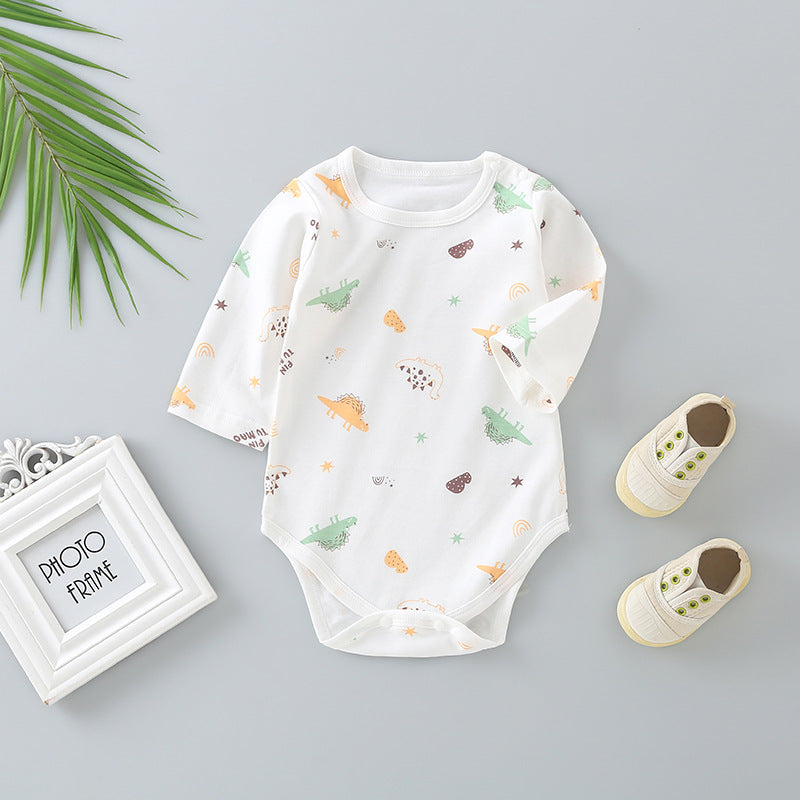 Baby long-sleeve romper: autumn triangle bodysuit, newborn unisex spring/autumn pure cotton crawling suit
