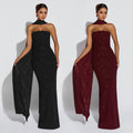 C7635 cross-border   fashion women's sexy bandeau sparkly bodycon slit dress