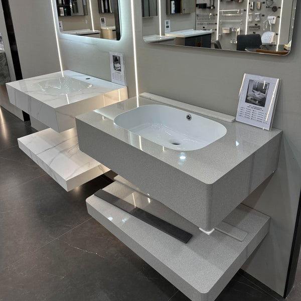 Whole body rock slab arc seamless basin integrated basin wash basin bathroom cabinet hotel home improvement project rounded corner design
