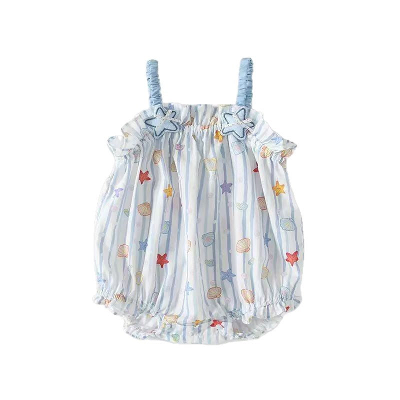 Summer rompersweet baby outwear suspender baby girl sleeveless bag butt cute triangle romper bag butt summer