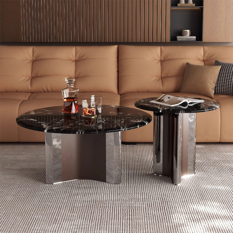 Ready-to-ship natural luxury stone coffee table - modern minimalist black rose design, available in various sizes. perfect for living rooms and home use