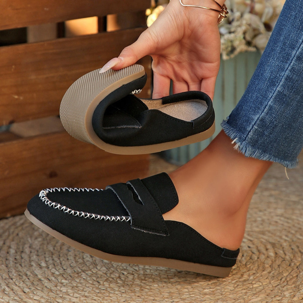 Exportplus size spring bean shoes flats slippers one-leg exportplus size lazy half slippers wholesale