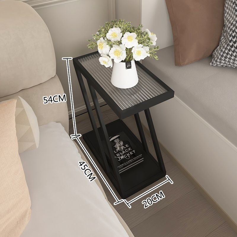 Extremely narrow bedside table casual bedroom bedside small slit storage rack accessible luxury sofa side table glass bedside table none