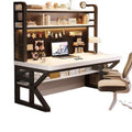 Thickened solid wood desk computer desk for home hole desk bookshelf table all-in-one combination student bedroom office desk