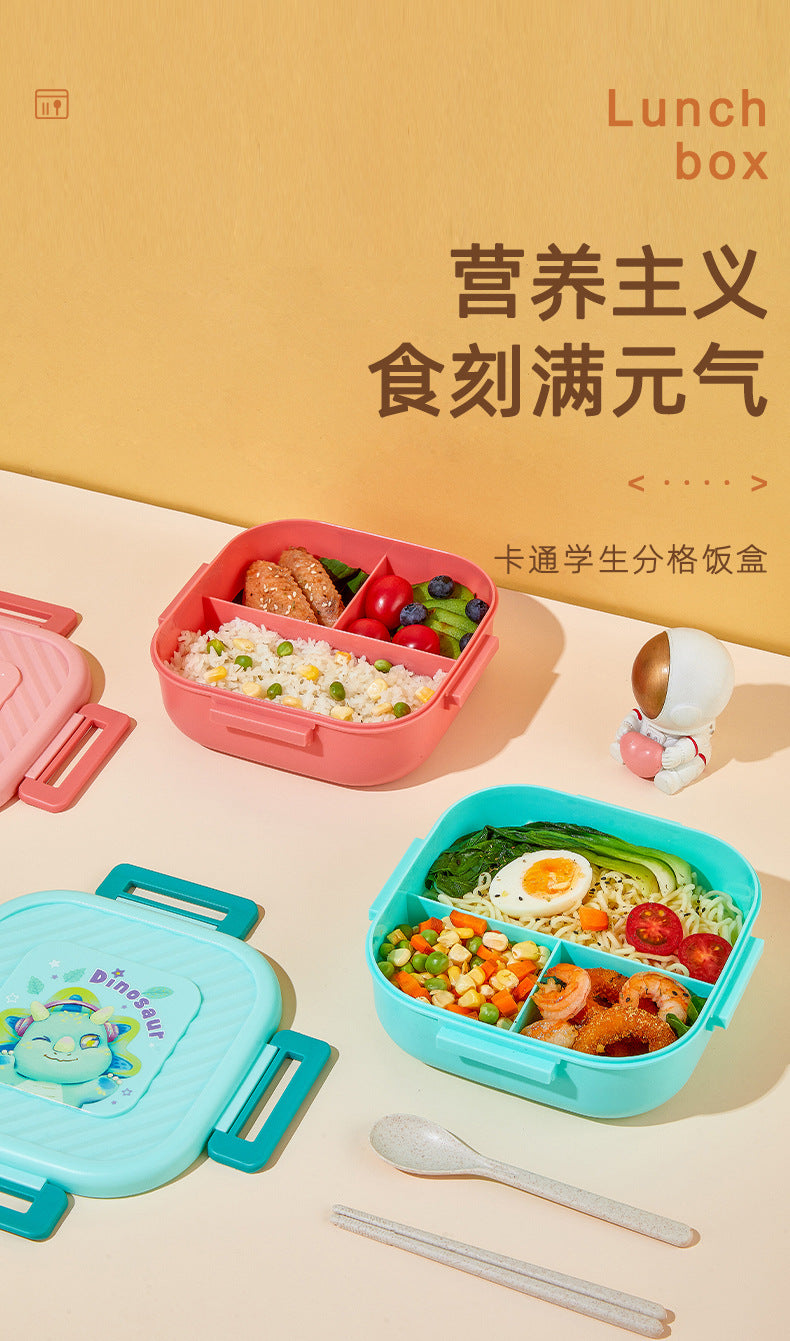 304 stainless steel lunch box - perfect for elementary school students, office workers, and kids! features compartments, ideal for cafeteria use, and a fun cartoon design