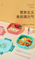 304 stainless steel lunch box - perfect for elementary school students, office workers, and kids! features compartments, ideal for cafeteria use, and a fun cartoon design
