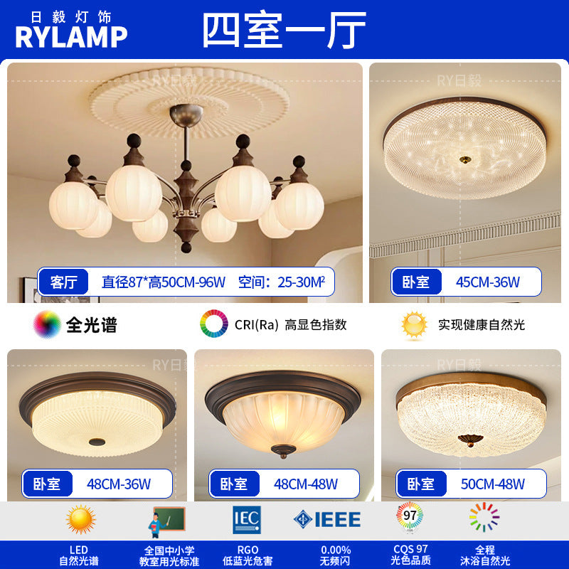 French antique living room chandelier retro high-end solid wood designer bedroom dining room art Zhongshan lighting