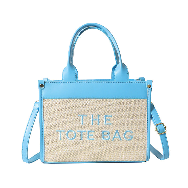 Straw woven tote bag summernew arrival bag for women cross-border small square bag letter patchwork tote bag export women's bag
