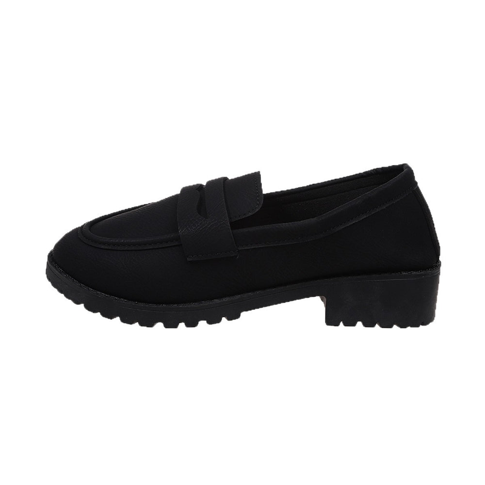 plus sizethick sole british style small leather shoes for women spring & fallnew arrival thick heel flatsthick soleplus sizeeasiest for match loafers