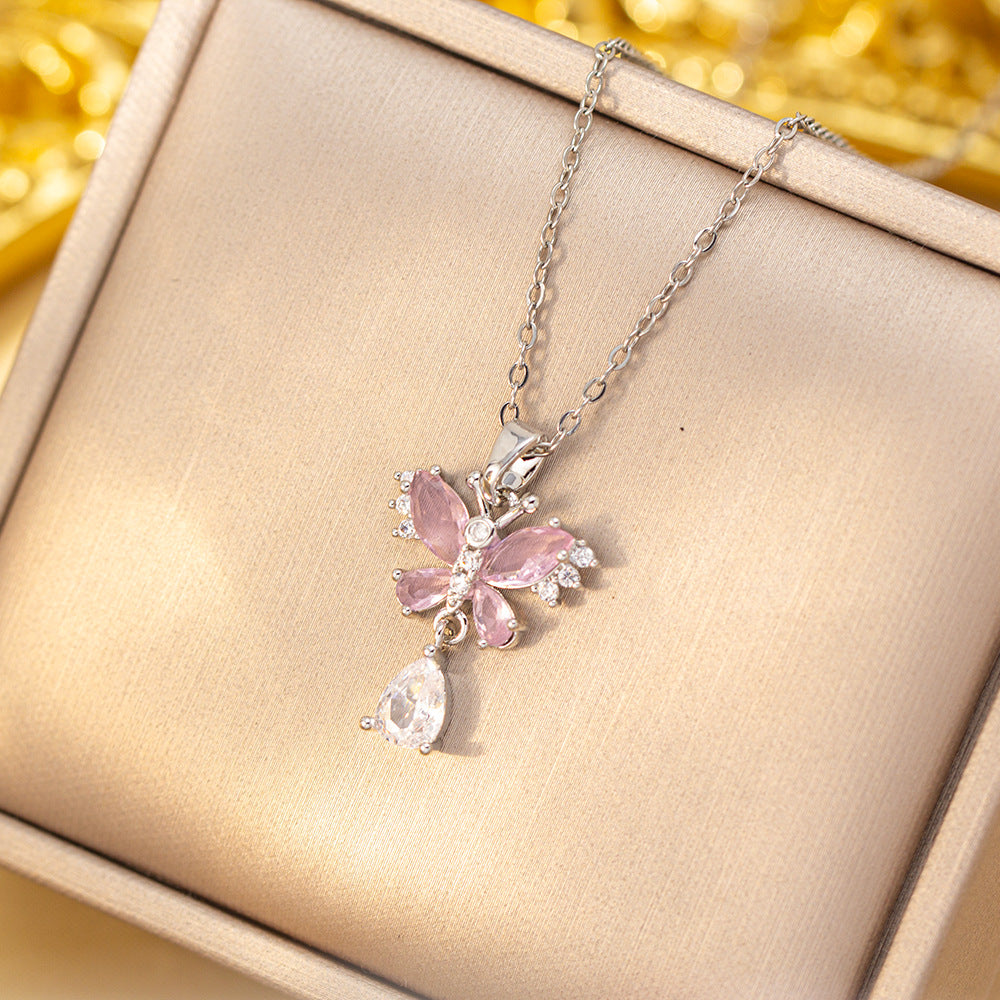 [copper inlaid with zirconium] cross-border new non-fading tassel flower necklace for women, fashionable and versatile, accessible luxury sweater chain jewelry