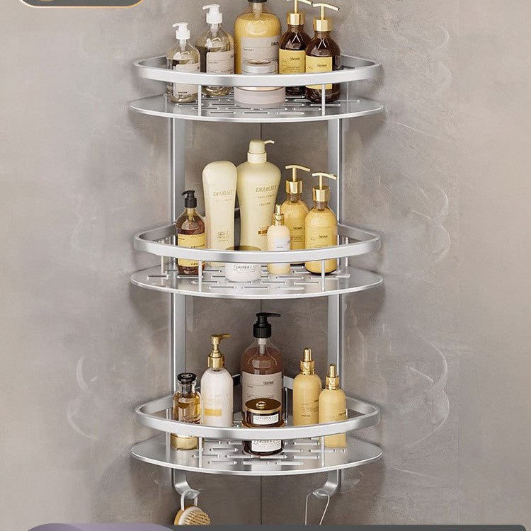 Space aluminum toilet rack bathroom triangular basket non-punching wall rack toilet toilet corner storage rack