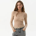 fall/winter european and american cross-border women's fashion new round neck sexy see-through long sleeve slim fit base layer top