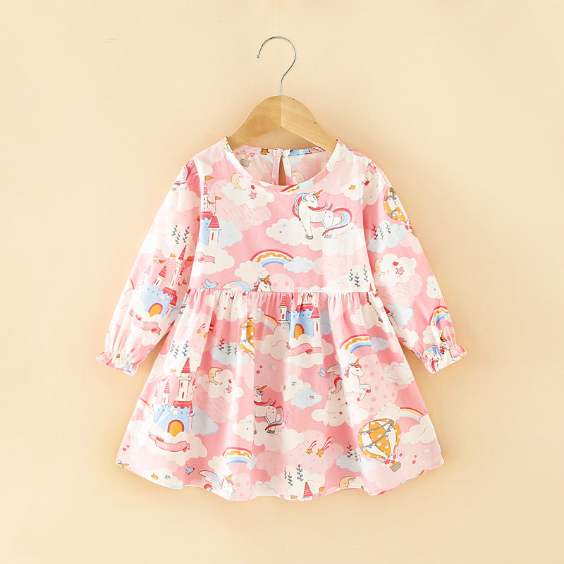 Girls' autumn dresses: simple spring/autumn dresses for toddlers and young children, korean style princess dresses, baby dresses for autumn and winter
