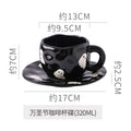 Creative halloween-themed ceramic cup and saucer set, featuring an irregular design with pumpkin and bat motifs. perfect for coffee or tea