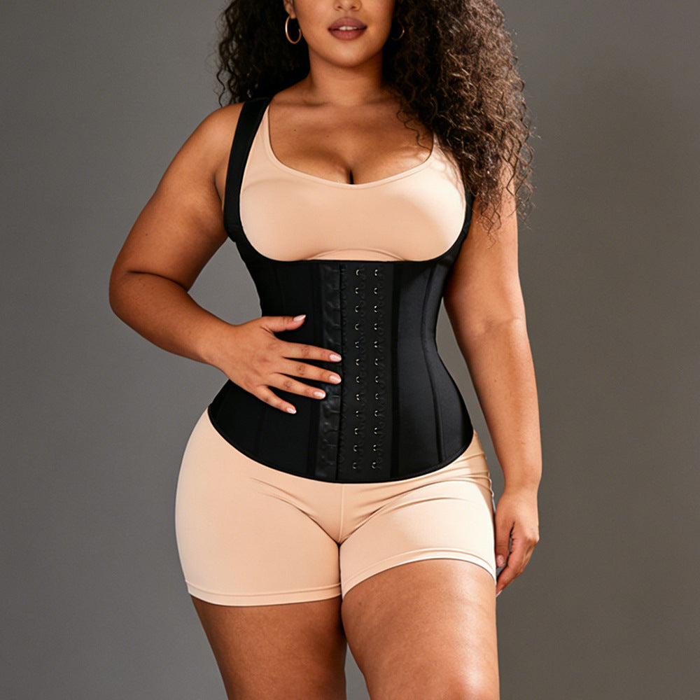 [latex breasted] rubber strap corset vest fishbone corset latex abdominal support breast shaping garment