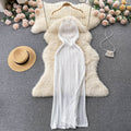 Niche style design classyeleganthalter sleeveless cut outknittingdress women's silm slit vacation dress