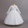 Exportlong sleeveskids dress lace princess dress female flower girl piano performance dress flower girl