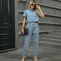 European and american cross-border women's summer new arrivals:  independent site washed cropped top + pearl pants set - trendy style