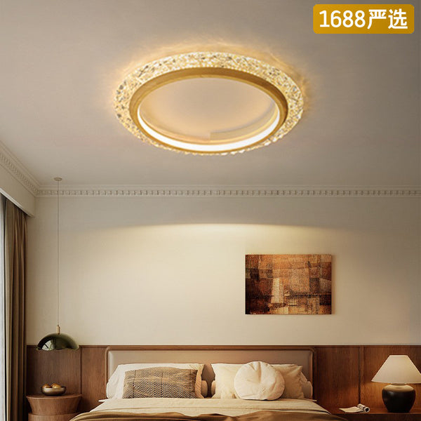 [Strict selection] Medieval ceiling lamp American retro wabi sandy wind wood grain minimalist round walnut eye protection super bright