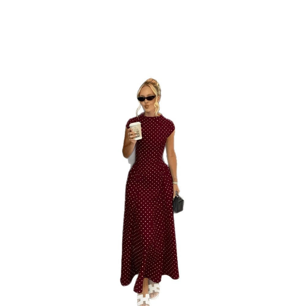 cross-border fashionexportfrenchretro polka dot waist slimming lookdressspring & fall summerelegantelegancelong skirt