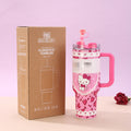 New creative heart-shaped handle ice tumbler, large capacity 304 stainless steel insulated mug, stanley-style portable straw cup