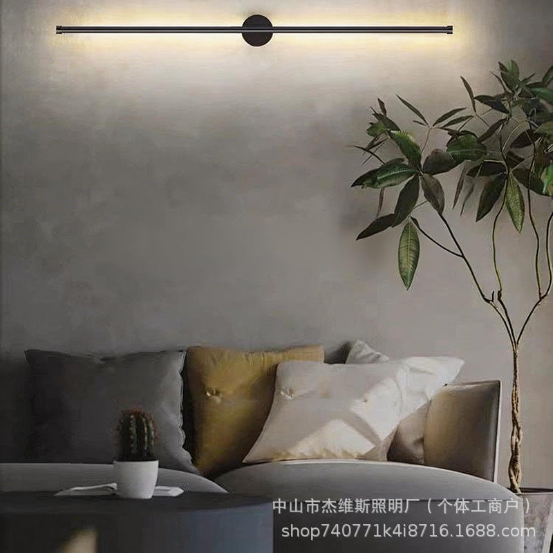 Italian normcore upper and lower light linear wall lamp matte black vertical strip long pole wall washer lamp villa staircase aisle guest