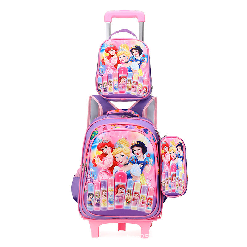 New  primary school students tie rod schoolbag 1-6 grades boys and girls backpack lunch bag cartoon children's bag