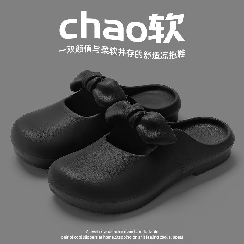 2025 summer fashion versatile bow slippers women's sweet minimalist mary jane bow toe slingbacks
