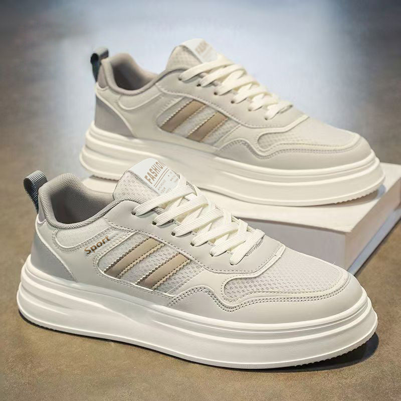 Men's shoes 2026 summer new arrival: youth casual skate shoes, men's thick-soled mesh breathable student sports white shoes