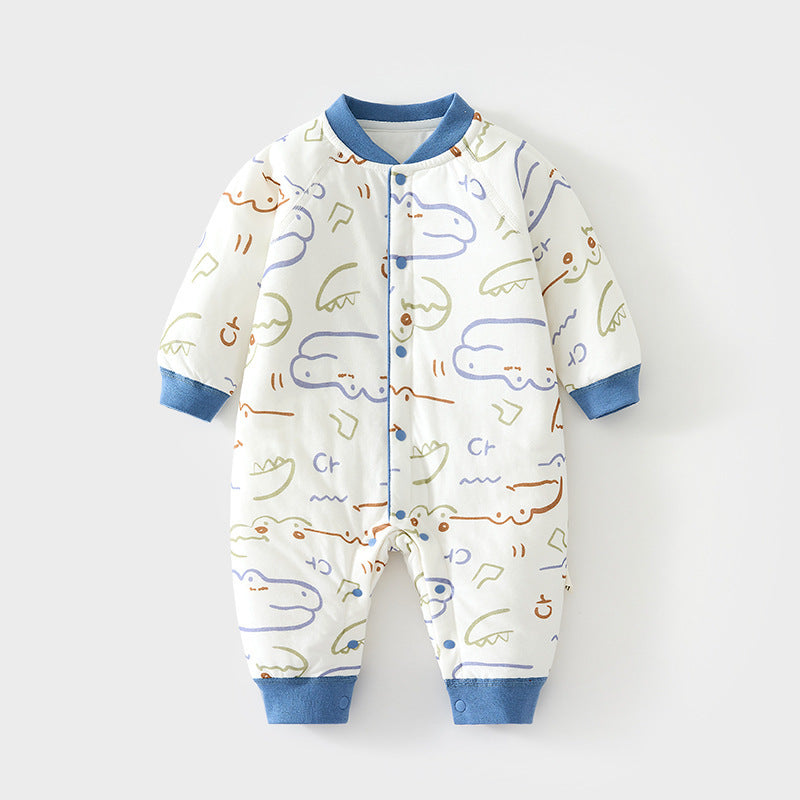 Babibele baby cotton-padded romper, quilted autumn/winter bodysuit, seamless onesie, lightweight cotton, thickened, snap-crotch crawling suit for infants and toddlers