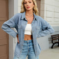 European and american cross-border e-commerce  new arrival washed vintage loose casual slit denim shirt jacket