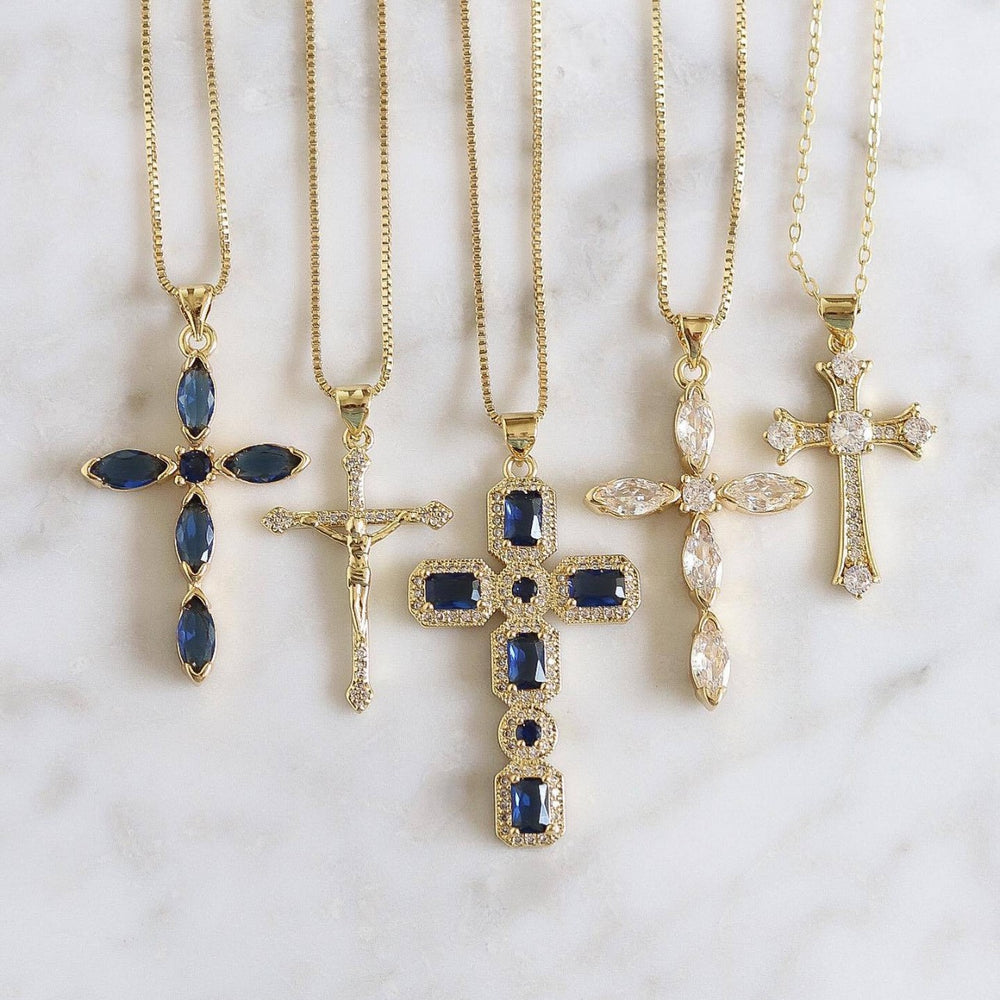 European and american cross-border jewelry: minimalist ins cross pendant necklace, unique and niche design, diamond-studded clavicle chain for women