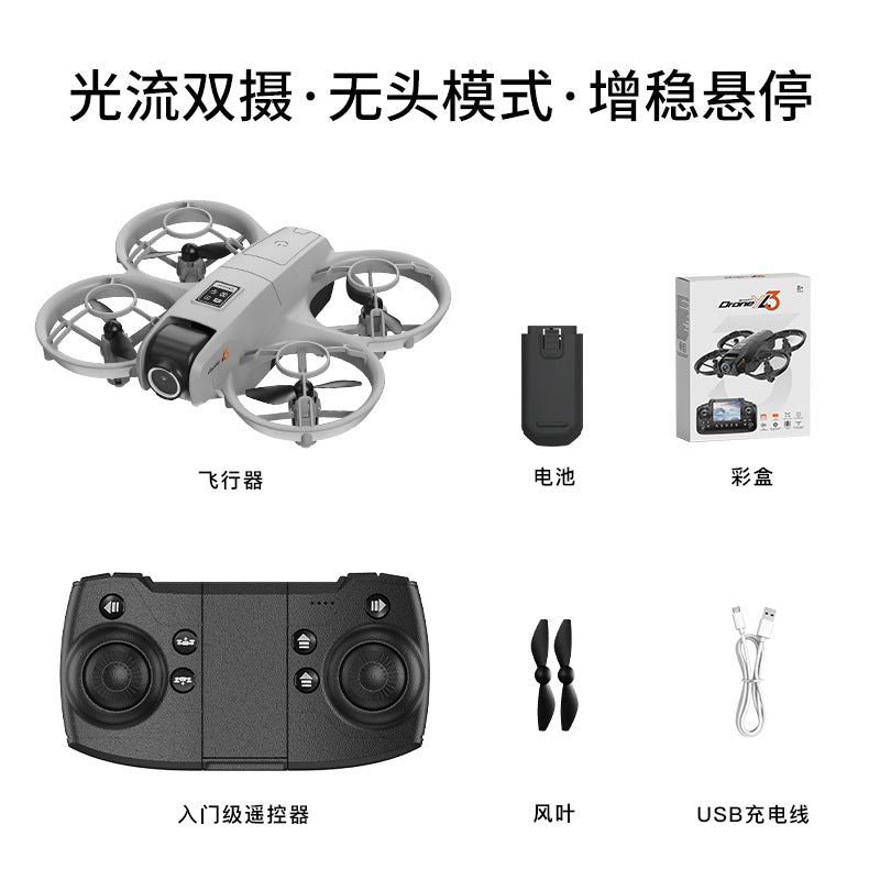 Yl3 mini fpv drone - full enclosure, anti-collision, ultra-hd dual lens, optical flow positioning, hovering, remote control aircraft