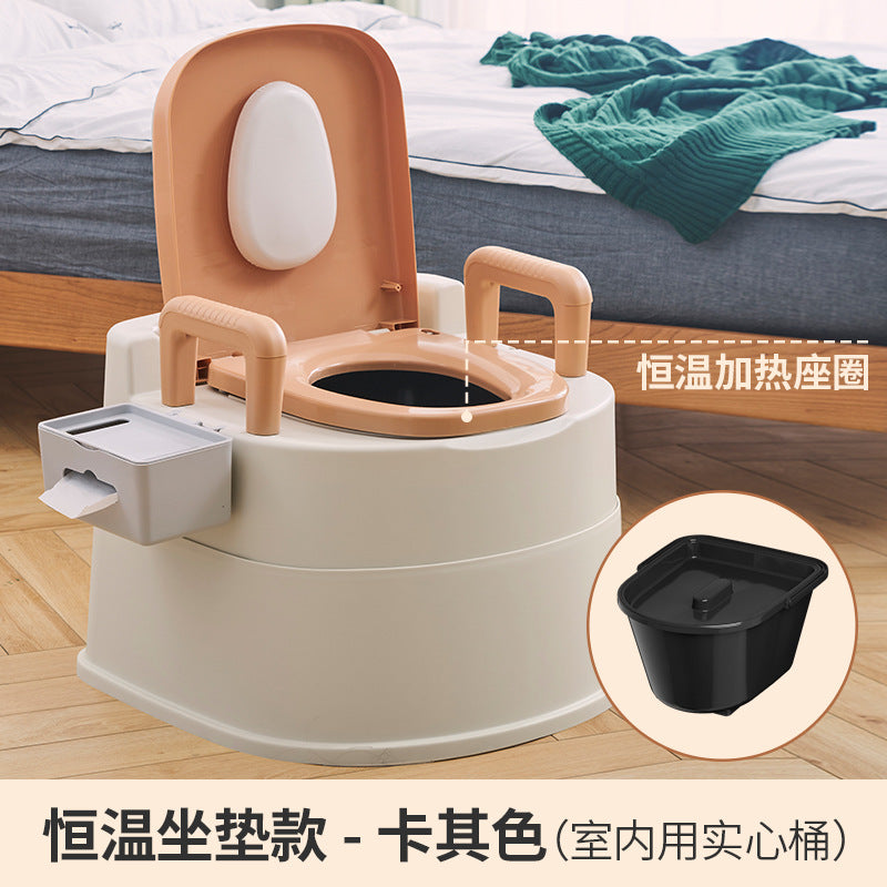 Household adult portable toilet for seniors, pregnant women, and the disabled - indoor commode chair/toilet stool