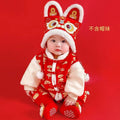Baby festive new year new year greetings winter baby clothes for men and women thickened western style heattech one-piece khaki