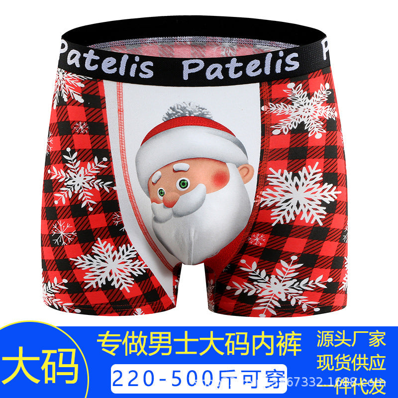 Christmas panties plus size men's boxers men's cotton plus size printed panties men's boxers