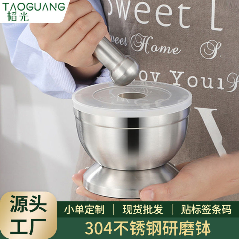 304 stainless steel garlic pounder iron mortar garlic mortar pounder bowl grinding mash can for home pound medicine pair nest pounding bowl pound mortar