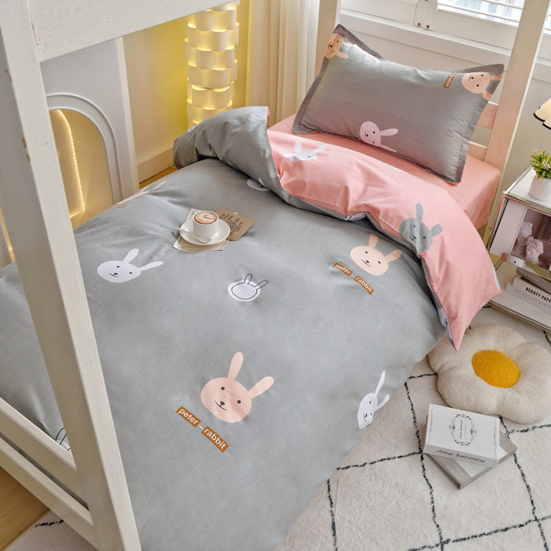 Student dormitory quilt cover three-piece bed sheet pure cotton single bed children's bed quilt cover simple four-season universal 3