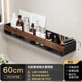 Walnut bathroom storage rack - no drilling required, wall-mounted organizer for vanity, sink, toilet, and bathroom accessories