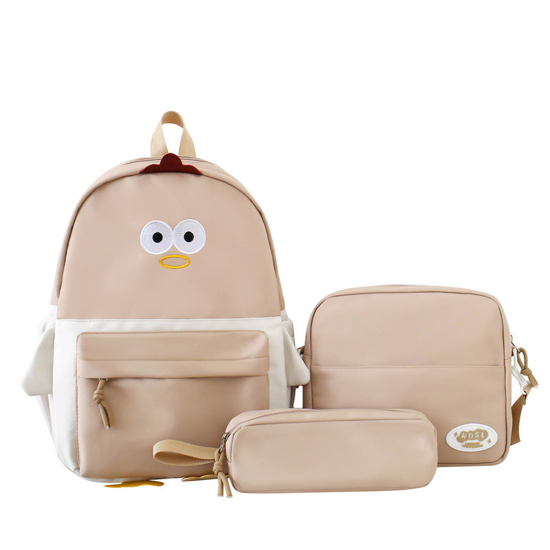 Primary and secondary school students schoolbag Japanese cartoon women's shoulder bag cute soft cute chicken foreign style girl schoolbag pencil case