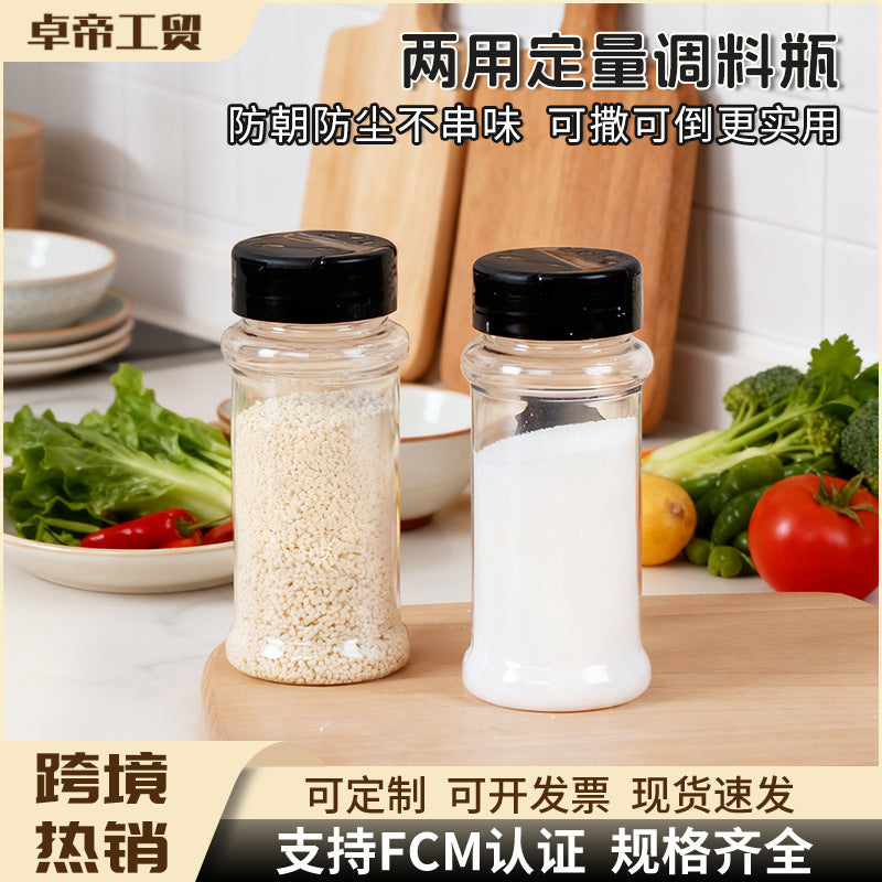bestseller: multi-functional seasoning bottle with various capacities, butterfly lid for dry powder sprinkling, and dual-dispensing spout design. made of plastic