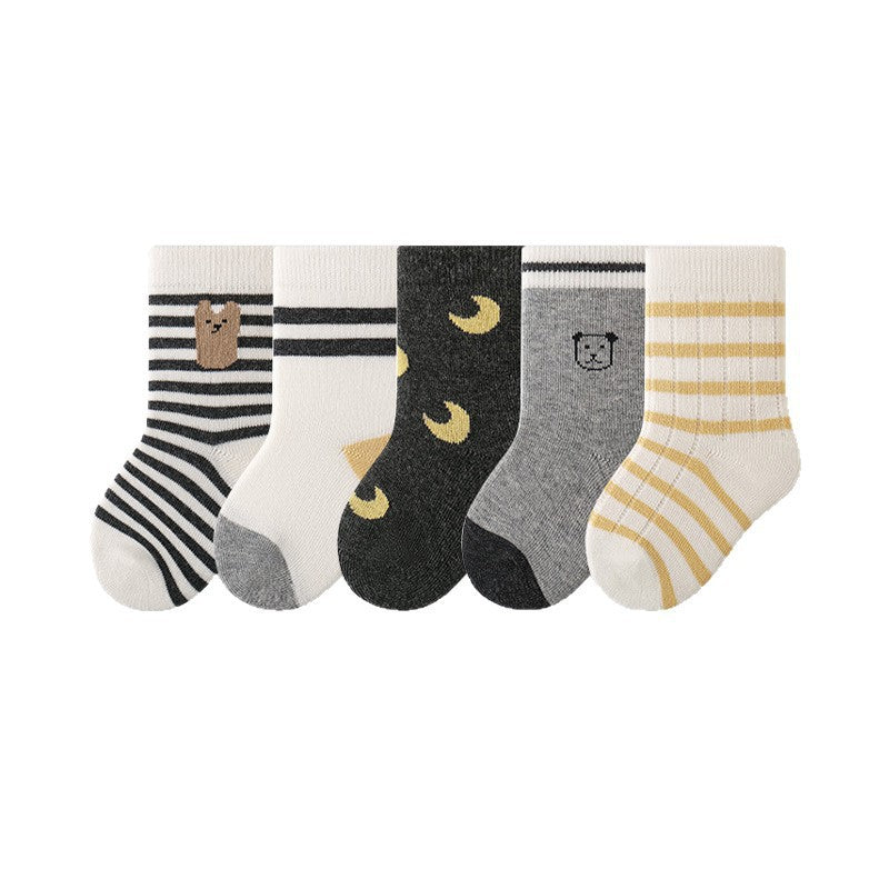 Babylon five-pair kids socks combed cotton breathable type a knee socks socks stripes boneless infant socks