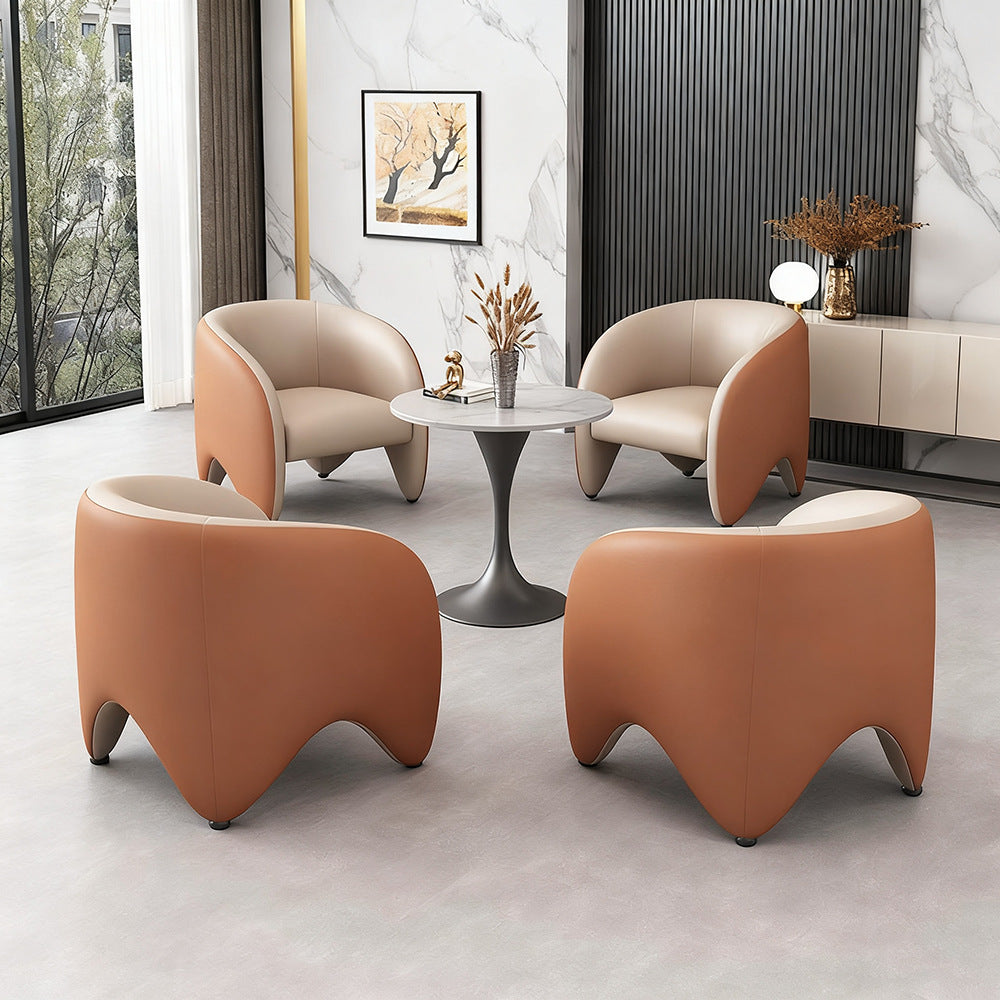 Italian minimalist dining chair, designer style, subtly luxurious, high-end leather upholstered, modern minimalist chair for home use, with backrest