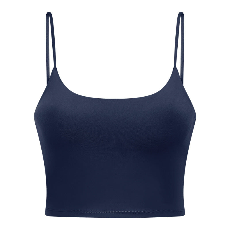 New women's sports yoga tank top with built-in bra pads, sexy spaghetti strap racerback fitness top, yoga camisole c5238