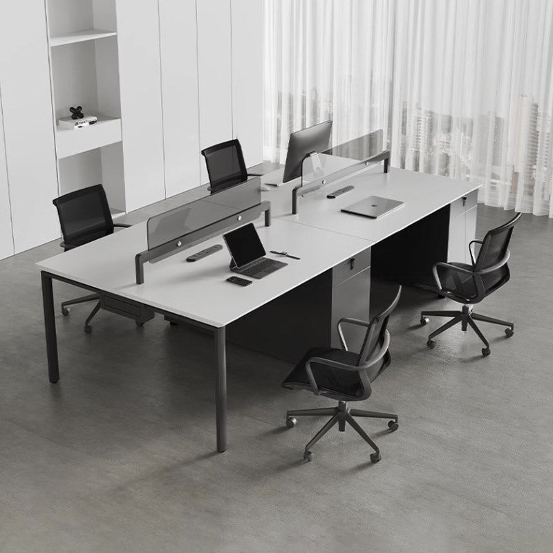 Modern minimalist desk and chair set - available in 2, 4, or 6 seater configurations - office furniture for employees and workstations