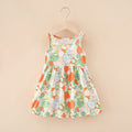 Summer korean style girls' a-line dress - printed milk silk sundress for toddlers and young children