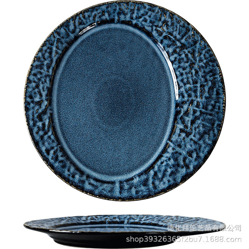High-style embossed creative western dinner plate, ceramic steak plate, dessert platter, unique and trendy "ins" style, kiln-fired household dinner plate