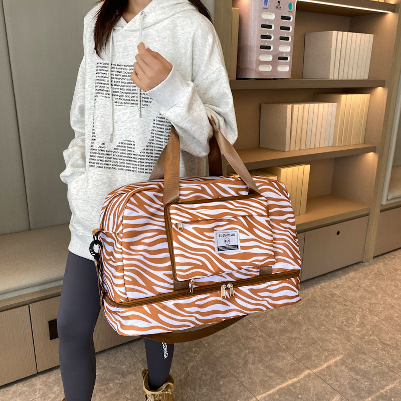 New folding travel bag large capacity shoulder hand luggage women's short trip swimming fitness bag versatile