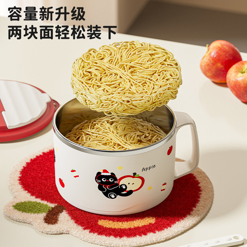 316 stainless steel instant noodle bowl with lid large capacity student dormitory dining bowl noodle bowl drainable lunch bowl